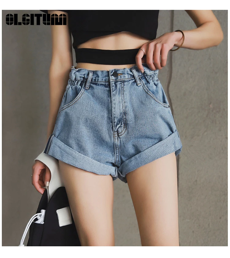 wide thigh denim shorts