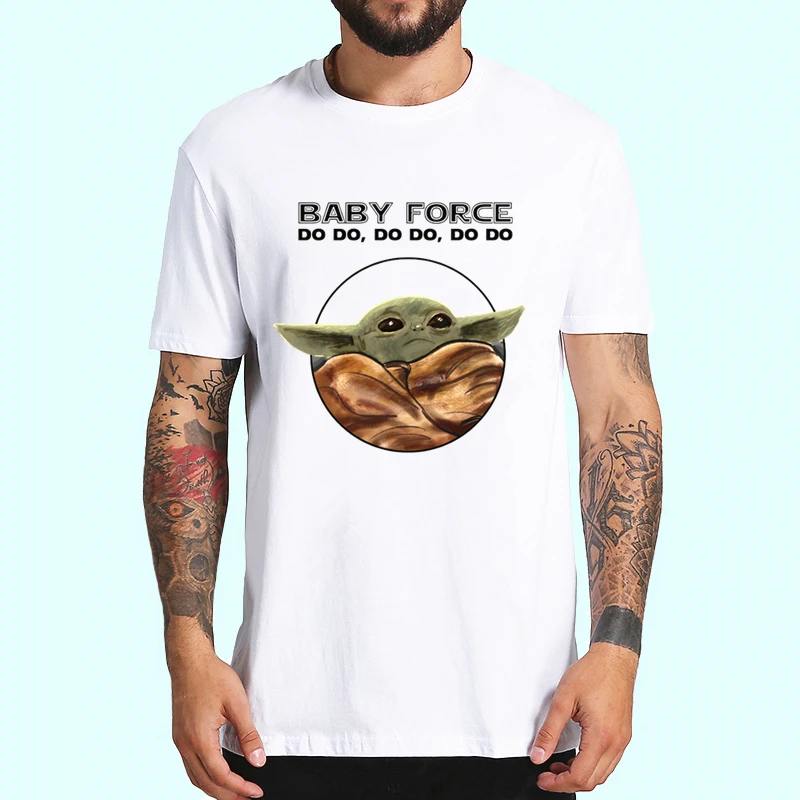 Новая мужская забавная футболка с принтом Звездные войны Yoda Mandalorian круглым