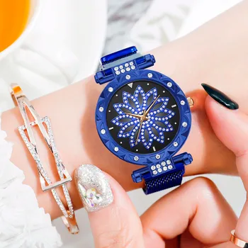 

Multi-petal Crystal Women Watches Party Rose Gold Watch Ladies Mesh Strap Wrist Watch Quartz Bracelet Clock 2020 OTOKY Часы Gift