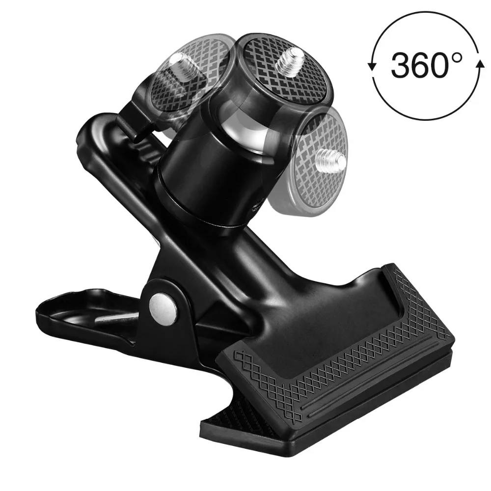 Supon Multi-Function Clip Clamp with Ball Head for Cameras Flash Tripod Attachment