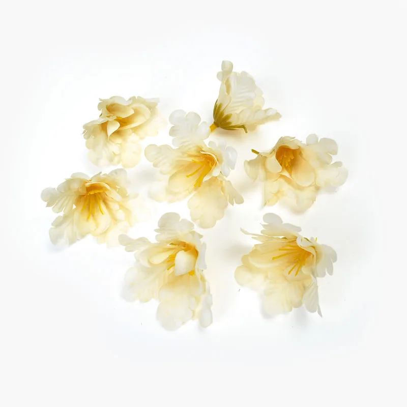 10 шт. 5 см Искусственный цветок из шелка Орхидея цветок голова Свадебные вечерние украшения для дома DIY ВЕНОК скрапбук Подарочная коробка растительный букет - Цвет: Светло-желтый