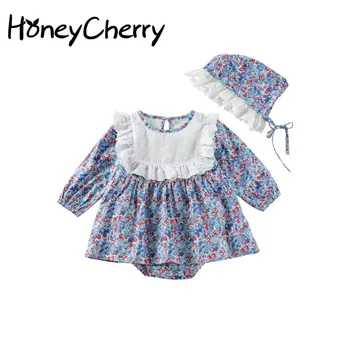 

2020 Clothes for Babies Autumn Korean Version of the Floral Girls Connected Triangular Romper Female Baby Long Sleeve Onesie