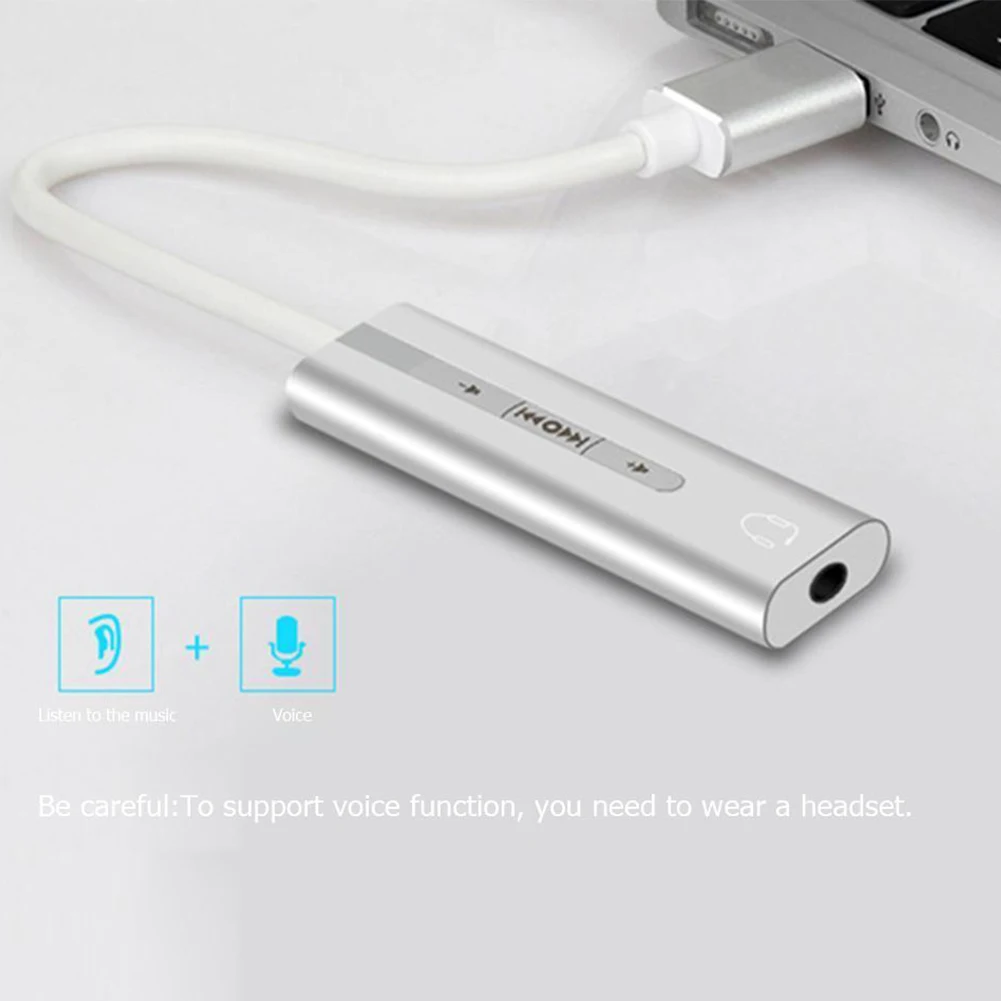 2 в 1 для ПК гарнитура адаптер говорящий USB на 3,5 мм разъем небольшой легкий песни изменение громкости управление внешняя звуковая карта