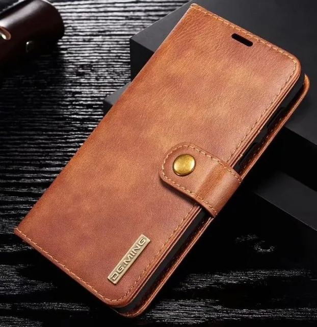 Кожаный, в виде бумажника, магнитный съёмный корпус чехол для samsung Galaxy Note10 NOTE 10 Plus - Цвет: Brown