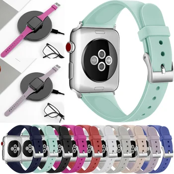 

Slim Strap for Apple Watch Strap 44mm Sports Silicone Band for IWatch 40mm Watch Bracelet Correa for Apple Watch 5/4/3/2/1