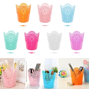 

Storage Basket Lace Hollow Desk Trash Can Pencil Holder Desk Storage Box For office, School And Family