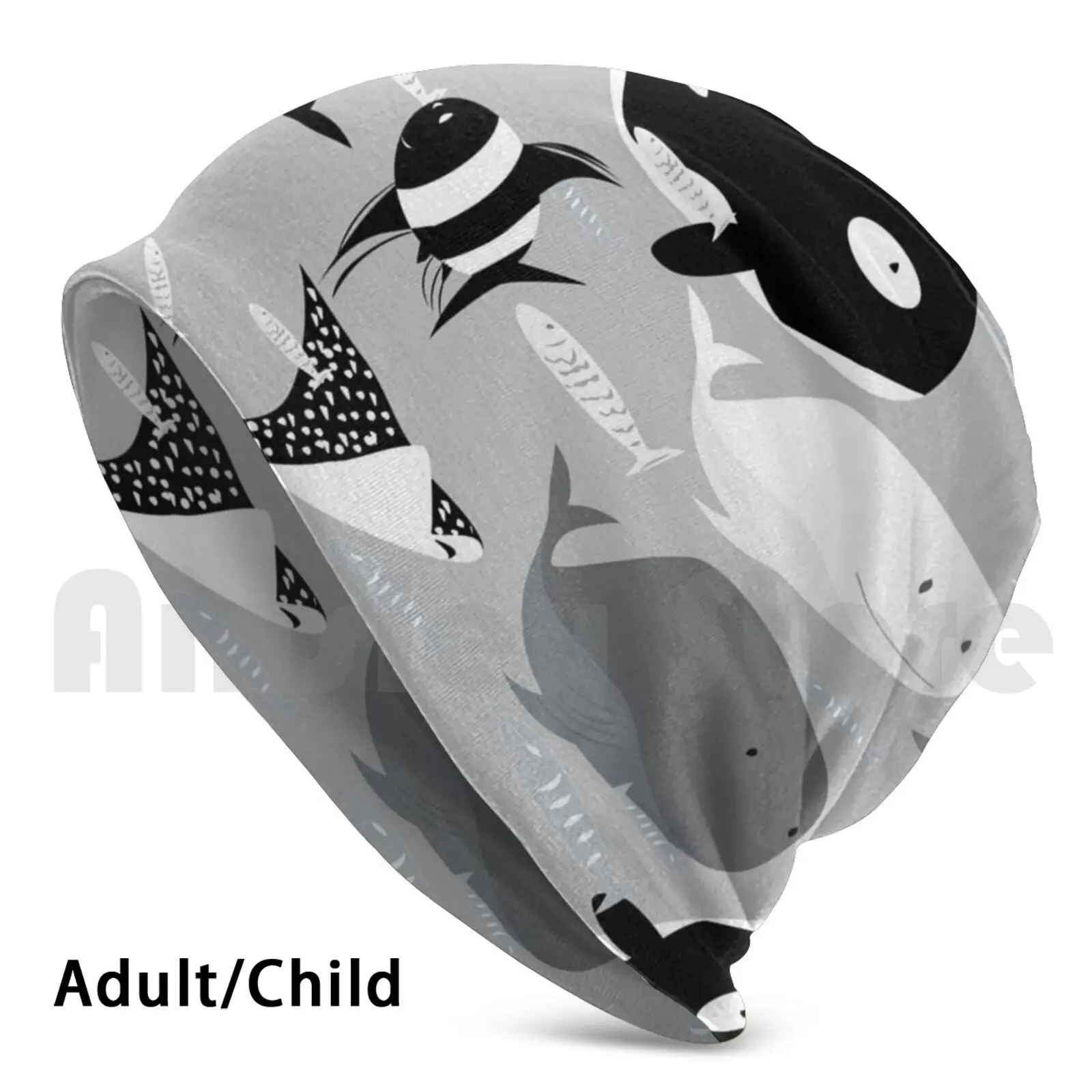 Ocean Creations Berretti Pullover Cap Confortevole Ocean Sea Whale Killer Whale Stingray Shark Fish Blue Grey Animals