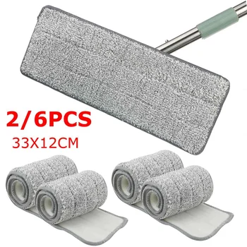 

2/4/8/10/12 PCS Microfiber Mop Cloth Kitchen Floor Cleaning Flat Mop Rag Bathroom Replacement Mop Pads Household Cleaning Tools