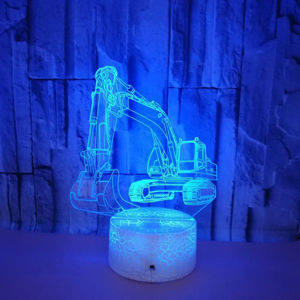 Экскаватор Гигантский Usb Led 3D светильник Лопата трактор цементный смеситель подъемная 3d визуальная иллюзия Лампа Автомобиль Грузовик детский ночной Светильник