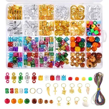 

398pcs/box Accessories Decorations Spring DIY Mixed Extension Clip Jewelry Rings Braid Hair Bead Set Party Dreadlocks Cuff Metal