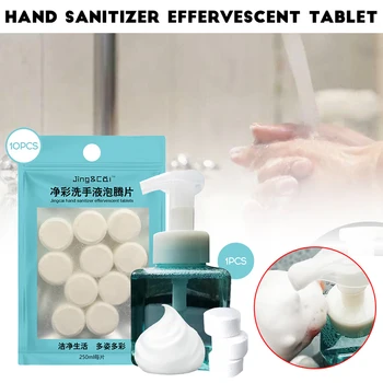 

10pcs Effervescent Tablets Set with 250ml Bottle Hand Sanitizer for Bubble Free Washing Foam Hand Soap Dispenser Disinfect Care