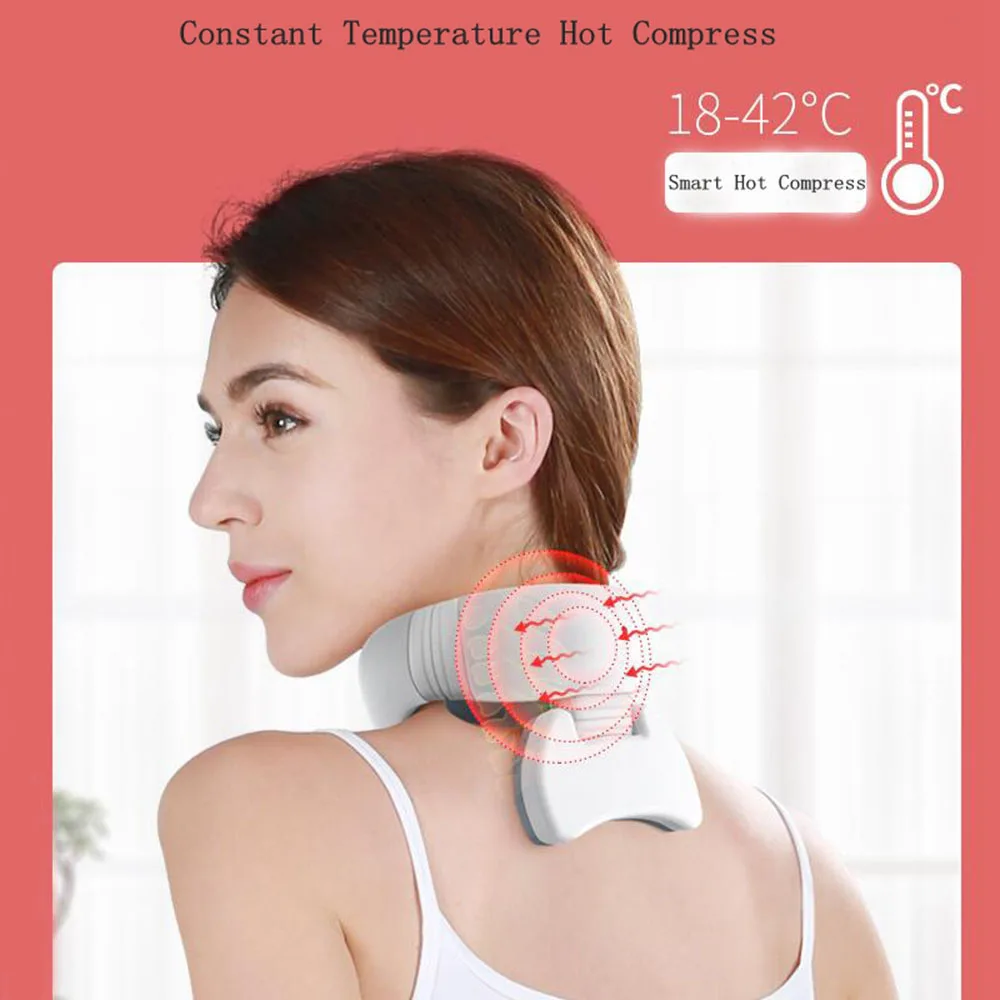 New Intelligent Cervical Massager Electric Four-head Pulse Magnetic Therapy Far Infrared Heating Pain Relief Relaxation Tool