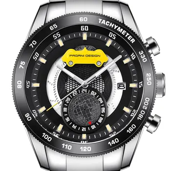 

45 mm Luxury brand Pagani design Luxury quartz men's watches Black dial date Stainless Steel strap fashion men's sports watches