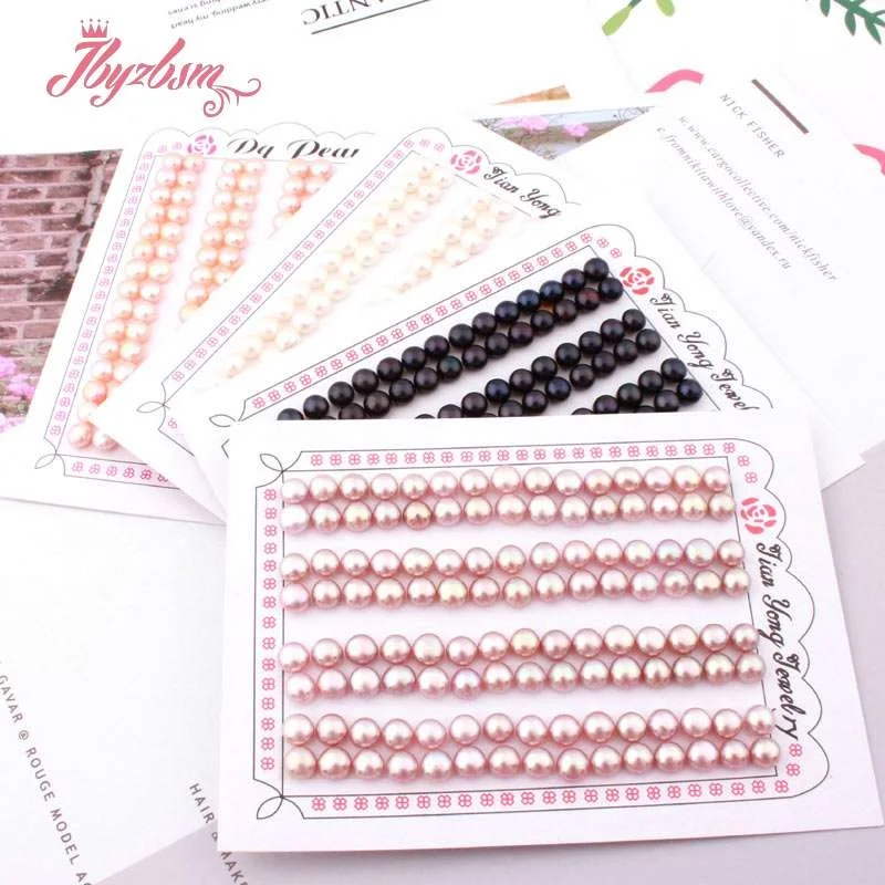 

5mm 3A Freshwater Pearl Half Drilling Button Natural Stone Beads For Jewelry Making DIY Earring Fashion 5 Pair Free Shipping