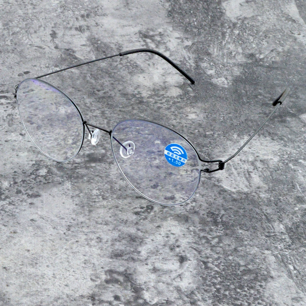 Screwless Titanium Alloy Retro Simplicity Handcrafted Spectacles 12-layer Coated Lens Round Reading Glasses +0.75 to +4 3
