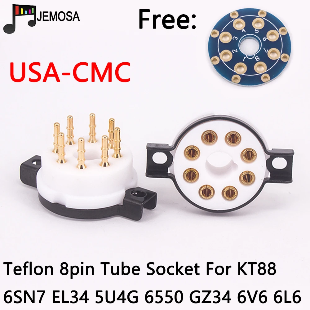 CMC PTFE 8pin ламповая панель с золотым покрытием для KT88 EL34 5AR4 6L6 6CA7 6SL7 6SN7 вакуумной