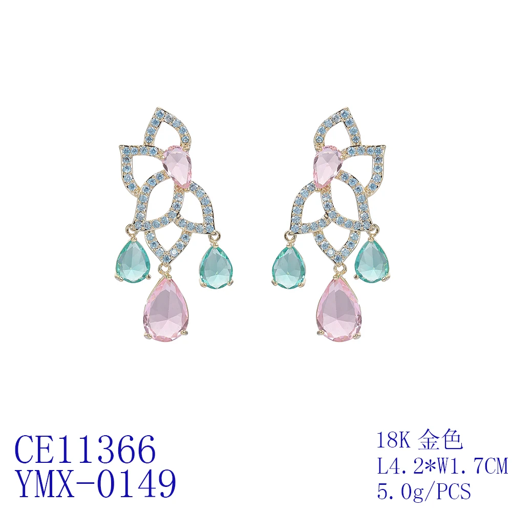 Popular Cubic Zircon CZ Earrings for Wedding Bride Crystals Earring for Women Girl Birthday Party Jewelry CE11366