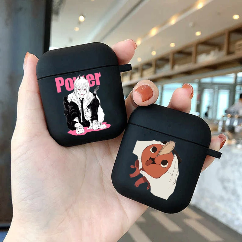 Cartoon Anime Chainsaw Man Power And Meowy Custodia Morbida In Silicone Tpu Per Airpods Pro 1 2 3 Scatola Per Auricolari Bluetooth Wireless Nera