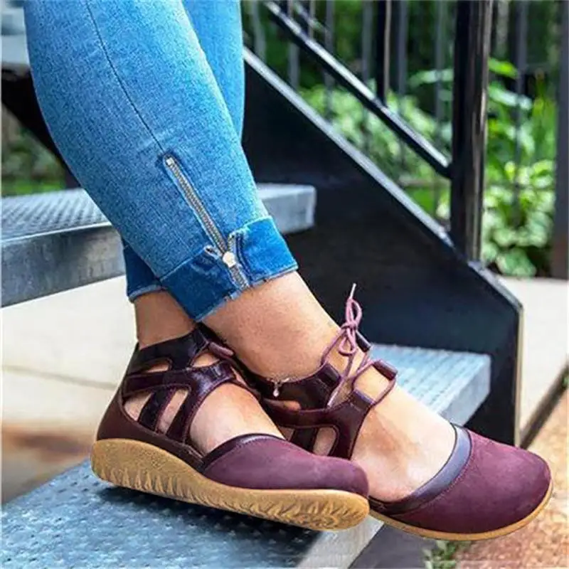 2019 Mulheres Retro Flat Shoes Moda Lace Up Rodada Toe Tornozelo Botas Curtas Plus Size Macio Sandálias Femininas Casuais Buty damskie 2019 Mulheres Retro Flat Shoes Moda Lace Up Rodada Toe Tornozelo Botas Curtas Plus Size Macio Sandálias Femininas Casuais Buty damskie