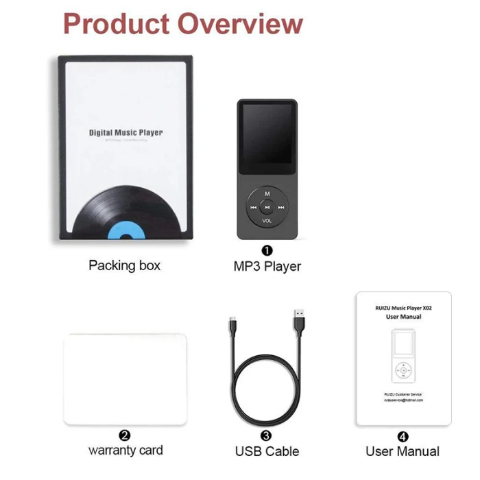 Sports MP3 Player Recording Pen with E-book Reading Picture Browsing FM Radio Function DU55