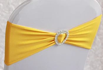 

100pcs Spandex Chair Cover Stretch Band With Heart Buckle Sashes Bow For Wedding Banquet Decoration