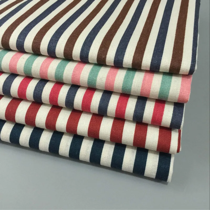 

DIY Sewing Linen Cotton Fabric Stripe Printed Cotton Linen Fabric Telas Sewing Canvas Material DIY Tablecloth Pillowcase Crafts
