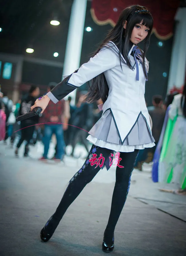 Puella Magi Madoka Magica Akemi Homura Косплей Костюм Школьная Униформа рождественское