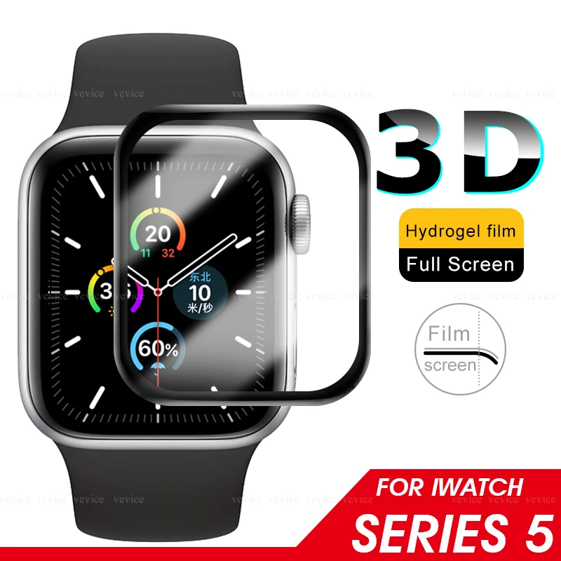 Изогнутая защитная пленка 3D 9H для Apple Watch 4 5 44 мм 40 Противоударная прозрачная из