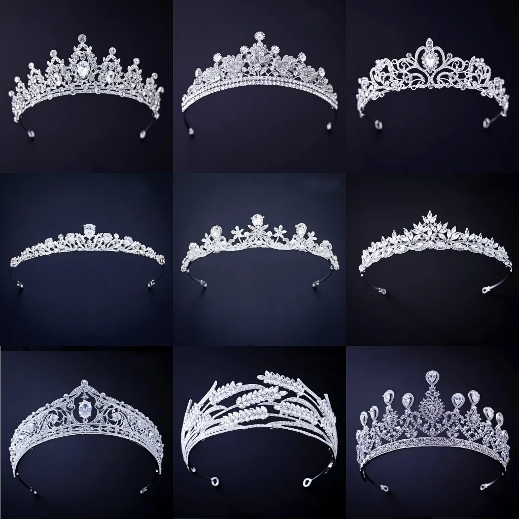 Silver Color Crowns and Tiaras Hair Accessories For Women Wedding Accessories Crown For Bridal Crystal Rhinestone Diadema Tiara jewelry accessories hair accessory hair headdress bridal headwear hair band crown