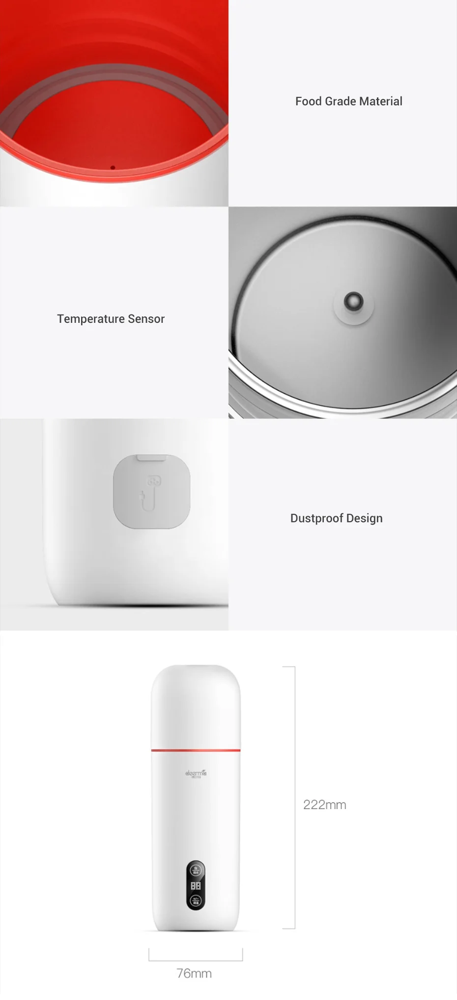 Xiaomi Deerma 350 мл умная электрическая чашка для горячей воды OLED дисплей 304 термос из нержавеющей стали Mijia экологический продукт