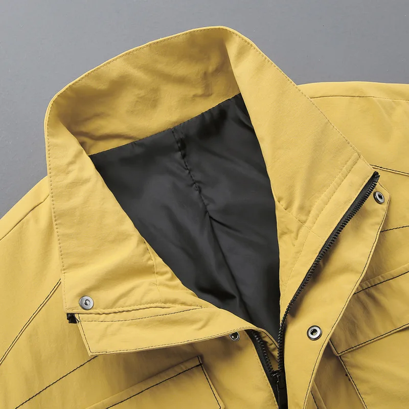 

Spring And Autumn New Style Youth Men Jacket Nylon Spandex Jacquard Stereo Jacket Tooling Jacket