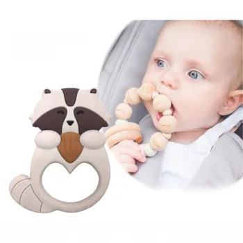 

1PC Safe Silicone Baby Teether Toy Bpa Free Chew Toys Teething Rings Teethers For Babies Teethers Squirrel Animal