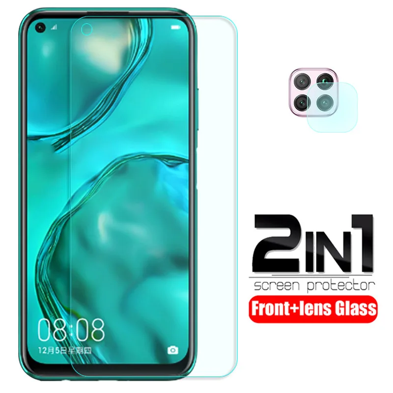 Protector de cristal 2 en 1 para huawei p40 lite, cristal protector de pantalla de luz, película de seguridad de tremp, para huawei p 40 lite p40
