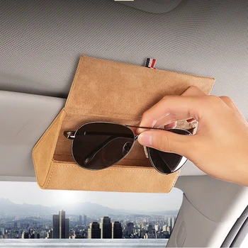 

Car Sunglass Holder Sun Visor Car Sunglasses Case Organizer Glasses Storage Box Turn Fur Leather 3 Colors Universal