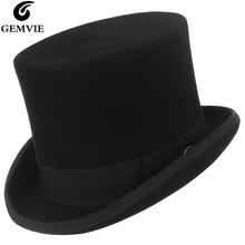 GEMVIE 15 см шерсть фетровая шляпа для мужчин женщин новая шляпа-цилиндр Топпер Mad Hatter карнавальный костюм Fedora Дерби Маг Шляпа