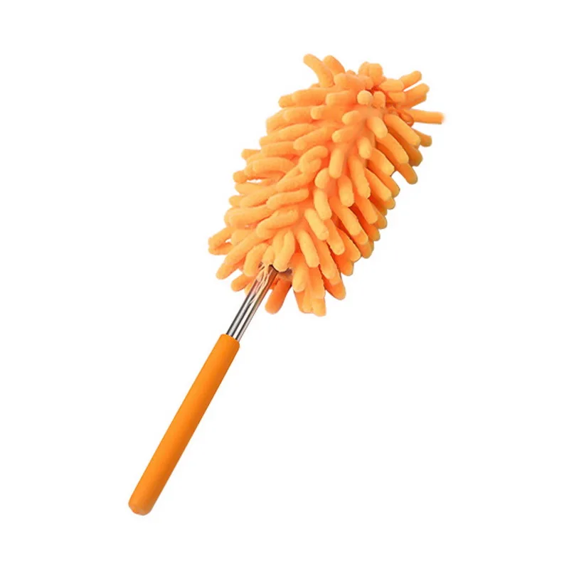 Бытовая щетка для пыли, Офисные инструменты для уборки на кухне, растягивающаяся, микрофибра, щетка для пыли, регулируемая щетка с перьями - Цвет: orange