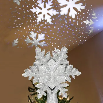 

2020 Christmas Tree Led Snowflake Projection Lamp Tree Topper Decoration Led Lighting Battery Operated Xmas Treetop Home Store