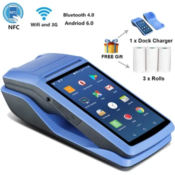 

Android 6.0 NFC PDA POS Receipt Bluetooth 58mm Printer PDA Thermal 58mm Scan Barcode by Camera POS Handheld 3G PDA