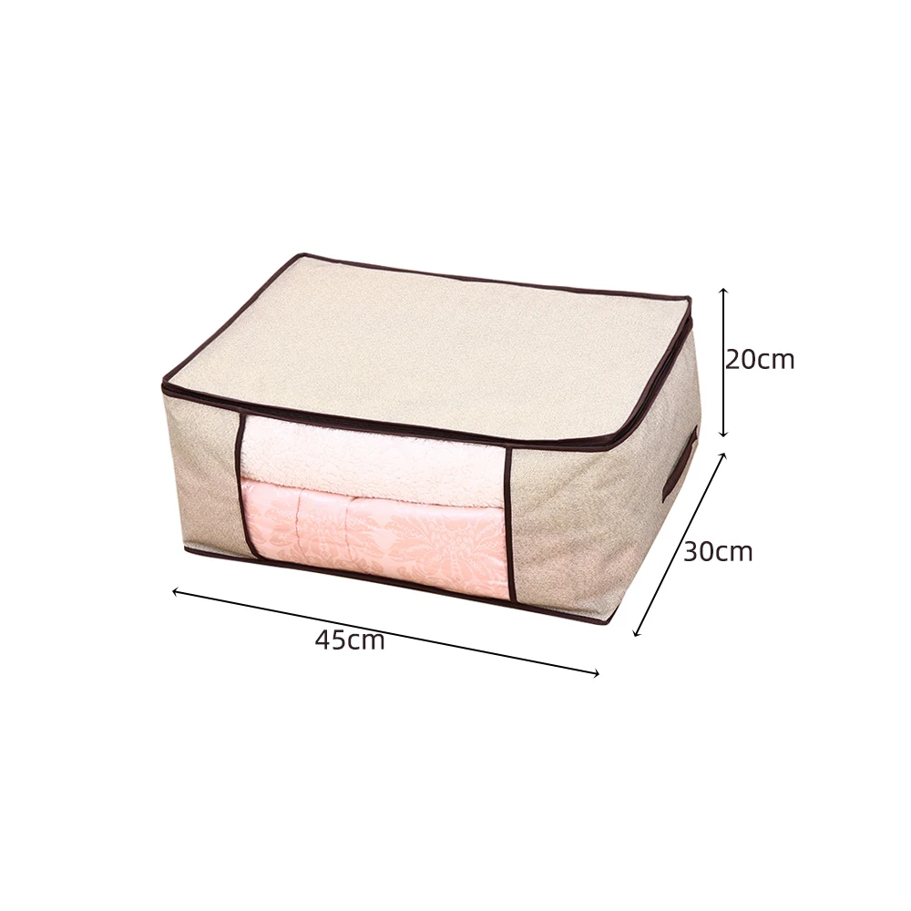 1 шт. нетканое Одеяло сумка для одежды тканевая коробка для хранения с ручками Складная влагостойкая герметичная коробка для хранения прозрачный Органайзер - Цвет: D-beige 45x30x20cm