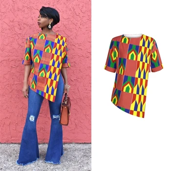 

Danshiki African Clothes Casual Top Women 2020 Fashion Irregular Shirt Half Sleeve Men Africa Floral Print Bazin Summer Clothes