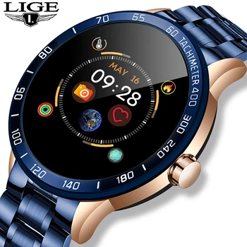 

LIGE New Smart Watch Men Heart Rate Blood Pressure Monitor Sports Multifunction Mode Fitness Tracker Waterproof Smartwatch + Box