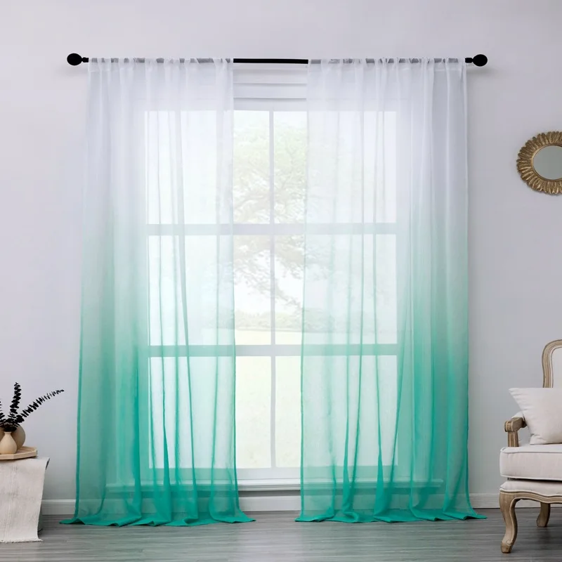 

Yaapeet Blackout Modern Sheer Curtains Gradient Color Living Room Japan Style Curtain Polyester Pretty Bedroom Window Decoration