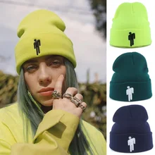 Лидер продаж года: женские зимние шапки Billie Eilish Beanies с вышивкой и манжетами, простые теплые вязаные мужские шапки в стиле хип-хоп