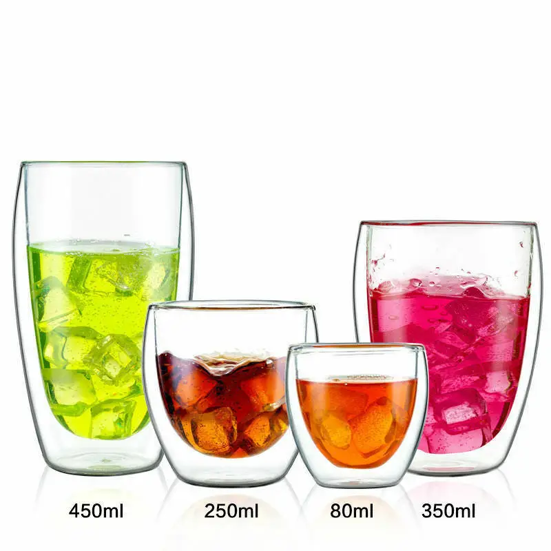 150-450ml Double Wall Cup Coffee Glass Tea Insulated Mug Espresso Cup Wine Beer
