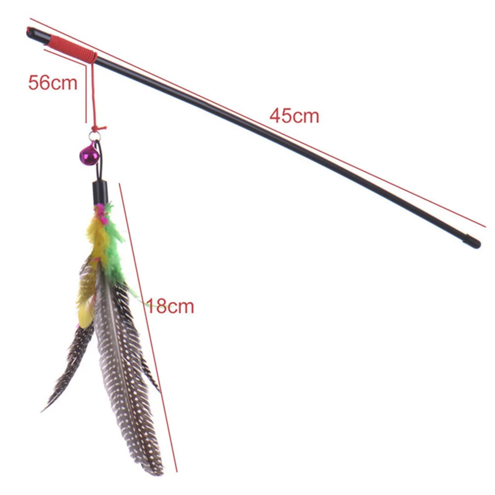 Pet cat toy cute bird colorful feather teaser wand plastic toy for cats YF
