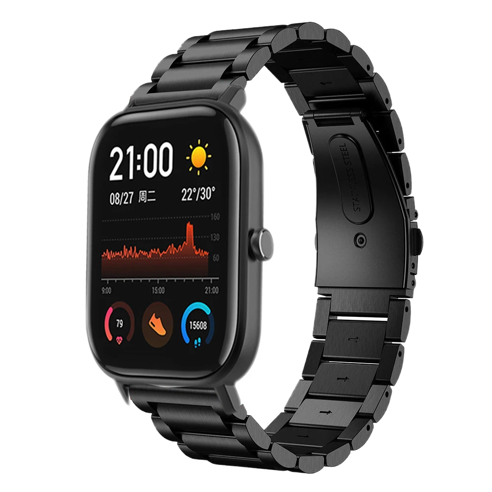 Для Amazfit GTS ремешок из нержавеющей стали браслет для Huami Amazfit Bip Correa/для Amazfit GTR 42 мм металлический ремешок 20 мм