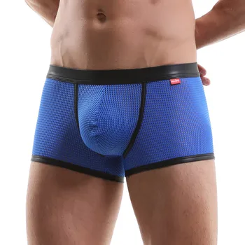 

Sexy Boxer Shorts Mesh Breathable Underwear Cueca Bugle Pouch Gay Panties Calzoncillos Boxer Hombre Male Quick Drying Bikini