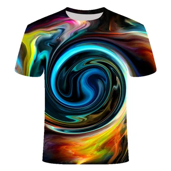 

High quality Cool T-shirt Men Women hot 3D Tshirt Print Watercolor Rainbow Circle painting Short Sleeve Summer Tops Tees Fashion