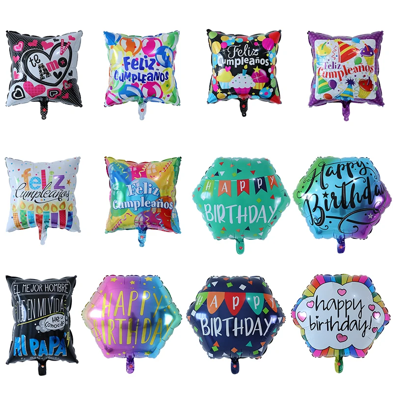 5pcs 22inch Feliz Cumpleanos Spanish Birthday Balloons Te Amo Square Mylar Helium Ballon Happy Valentines Day Air Globos Baloes