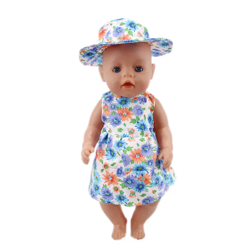 Doll clothes dress + hat for 18 inch American doll girl 43cm baby reborn accessories generation Barbies doll accessories doll clothes barbie doll clothes